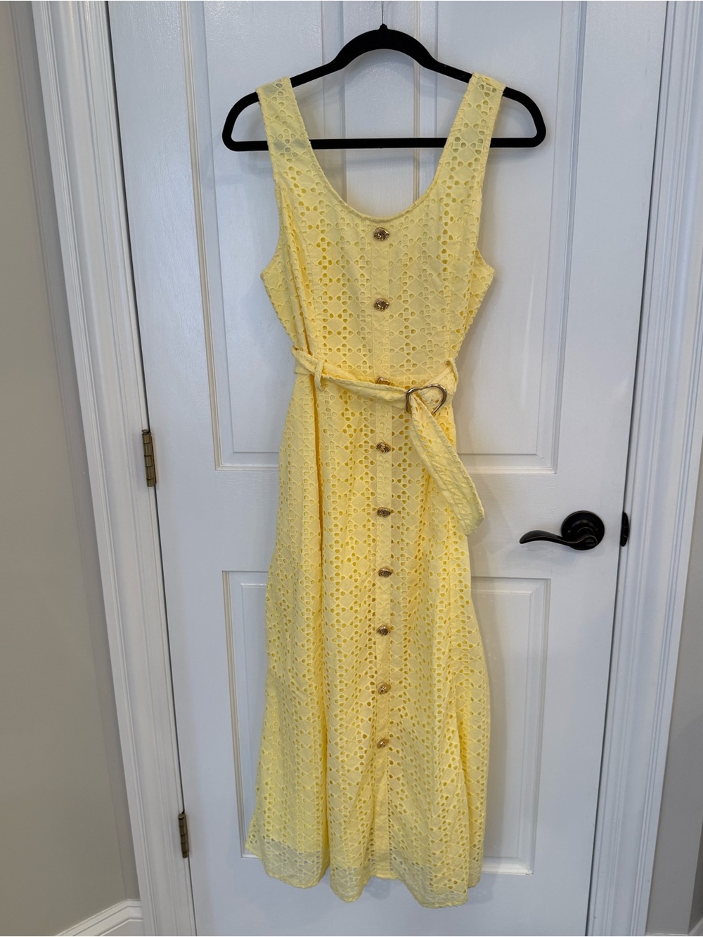 entro Yellow Eyelet Maxi Dress with Belt